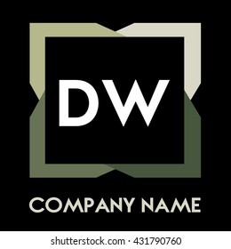 DW letters business logo creative  icon design template elements in abstract background logo, design identity in square with four colors, modern alphabet letters