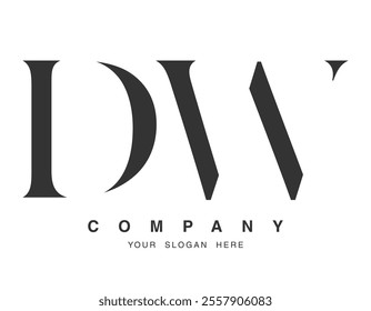 DW logo design. Initial letter d and w serif font style. Creative classic company name typography. Trendy logotype or identity. Vector illustration.