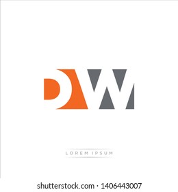DW Logo Letter with Modern Negative space - Orange and Grey Color EPS 10