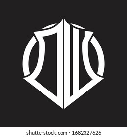 Monograma del logotipo DW con emblema y plantilla de diseño redondeado en círculo