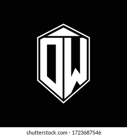 DW logo monogram with emblem shape combination tringle on top design template