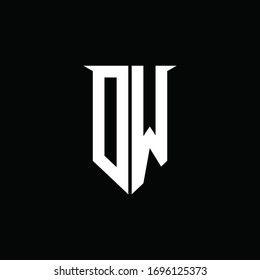 DW logo monogram with emblem shield style design template