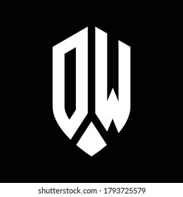 dw logo monogram with emblem shield style design template