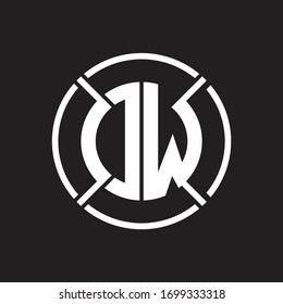Monograma del logotipo DW con plantilla de diseño redondeado de cuatro segmentos