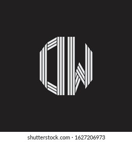 DW Logo monogram with outline style linked isolated on black background