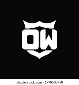 DW Logo monogram with shield around crown shape design template