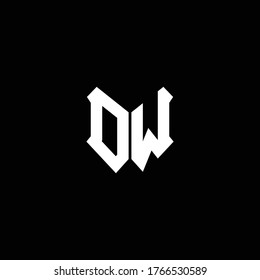 dw logo monogram with shield shape design template