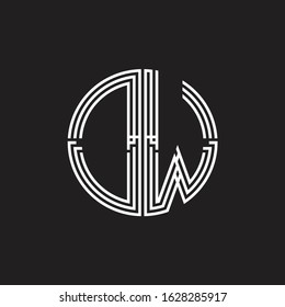 DW Logo monogram triple ribbon style line design template isolated on black background