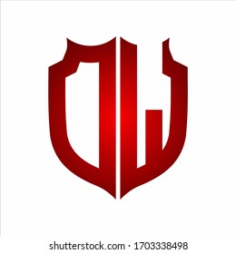 Plantilla de diseño monograma con colores rojos sobre fondo blanco