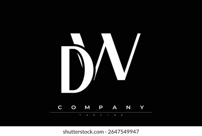 DW Modern Initials Logo Design. Branding logo with stylized initials showcasing bold design and modern aesthetic. Ideal for professional business branding or creative projects focusing on minimalistic