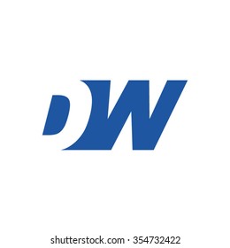 DW negative space letter logo blue