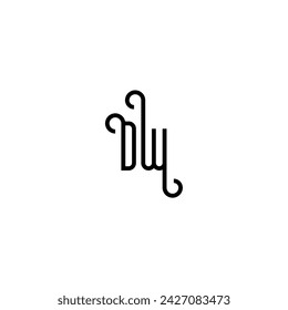 DW simple curved concept initial logo design black and white background