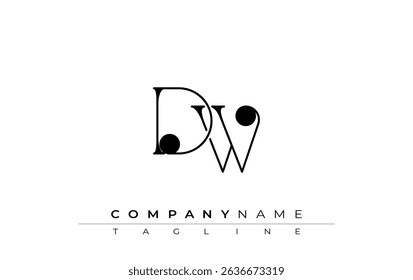 DW Typography Logo Design. Stylish monogram design depiction featuring the letters D and W combined in an artistic signature style, delivering a unique and creative visual representation.