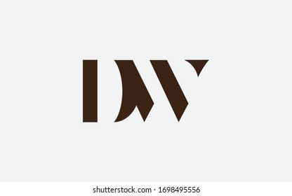 DW or WD and D or W Letter Initial Logo Design, Vector Template