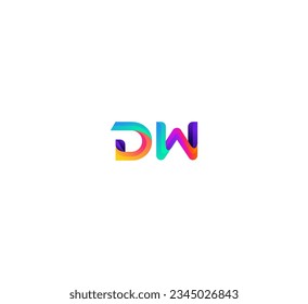 Ilustración vectorial de la plantilla de diseño del logotipo de DW, WD. Logo de 3D Colorful DW, WD.