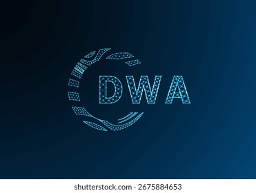 Diseño de Vector de logotipo de letra polivinílica baja DWA. Diseño de logotipo de poliéster inferior DWA. Diseño único del logotipo de baja poli de DWA.