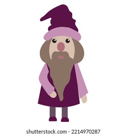 Dwarf character. Cute, funny gnome with a beard. Little man. Vector stock illustration isolated on white background.