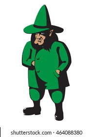 Dwarf in the coat with hands in pockets. The severe character.