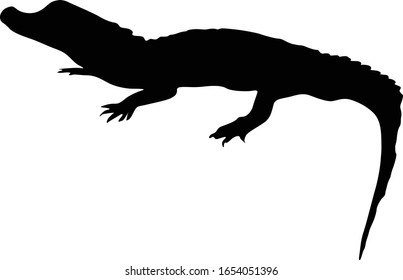 Dwarf Crocodille (Osteolaemus tetraspis) Silhouette Vector Found In Map Of Africa	
