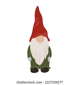 Dwarf, gnome or Christmas Elf. Hand drawn winter illustration