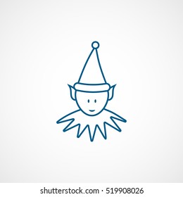 Dwarf Gnome Christmas Elf New Year Blue Line Icon On White Background