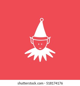 Dwarf Gnome Christmas New Year Flat Icon On Red Background