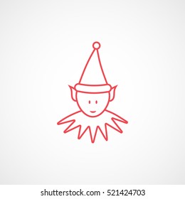 Dwarf Gnome Christmas New Year Red Line Icon On White Background
