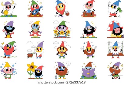 Dwarf And Gnome Fantasy Illustrations Vector Illustration. Illustration symbol design template for web mobile UI element.