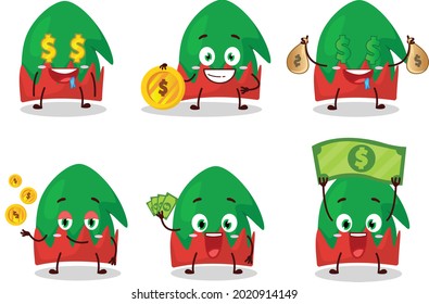 Dwarf hat cartoon character with cute emoticon bring money. Vector illustration