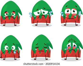 Dwarf hat cartoon character with sad expression. Vector illustration