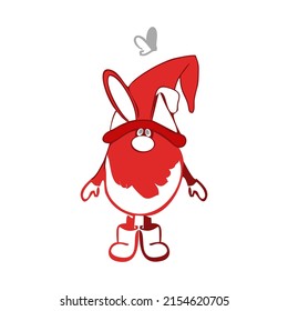 dwarf in a hat with rabbit ears,vector illustration