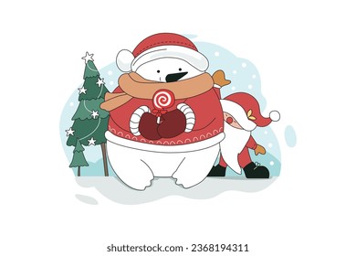 Dwarf Having Fun With Snowman