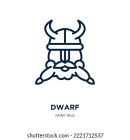 dwarf icon from fairy tale collection. Thin linear dwarf, cute, character outline icon isolated on white background. Line vector dwarf sign, symbol for web and mobile
