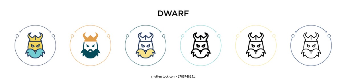 Dwarf icon in filled, thin line, outline and stroke style. Vector illustration of two colored and black dwarf vector icons designs can be used for mobile, ui, web