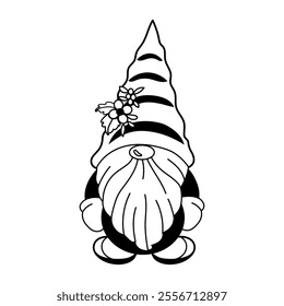 Dwarf illustration with festive hat and floral decoration