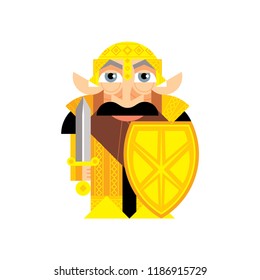 Dwarf knight in gold armor