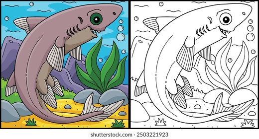 Tiburón de la linterna enana para colorear