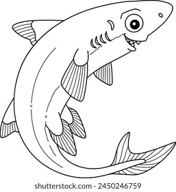 Página de colorear aislada de tiburón linterna enana 