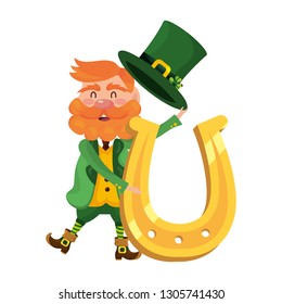 dwarf man holding horseshoe