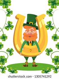 dwarf man holding horseshoe clover