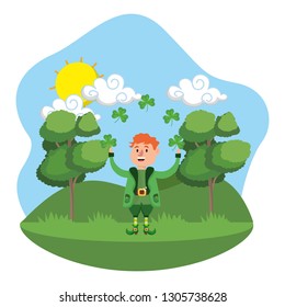 dwarf man juggle clover outdoors