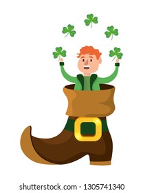 dwarf man juggle clover shoe