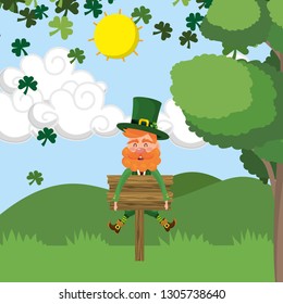 dwarf man road sign clover rain
