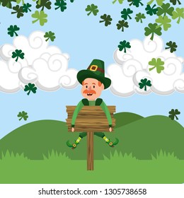 dwarf man road sign clover rain
