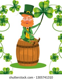 dwarf man sitting beer barrel clover