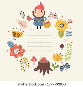 Dwarf on a floral background form for text