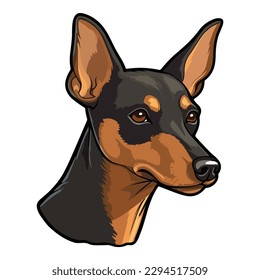 Dwarf Pinscher Dog Flat Icon Isolated On White Background