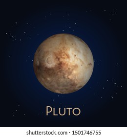 Dwarf planet Pluto icon. Ninth sphere in solar system or satellite Kuiper belt. Sphere in space or cosmos, universe. NASA and science, astronomy and meteor, planetarium and celestial theme