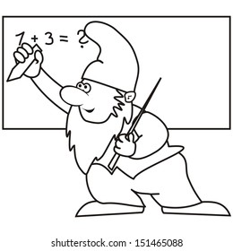 dwarf ,professor, coloring page, vector icon