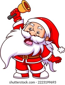 The Dwarf Santa Claus Is Rising And Ringing The Bell In The Christmas Night Of Illustration